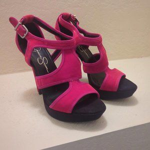 Jessica Simpson red/pink velvet shoes